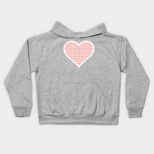 Coral and White Gingham Heart Kids Hoodie